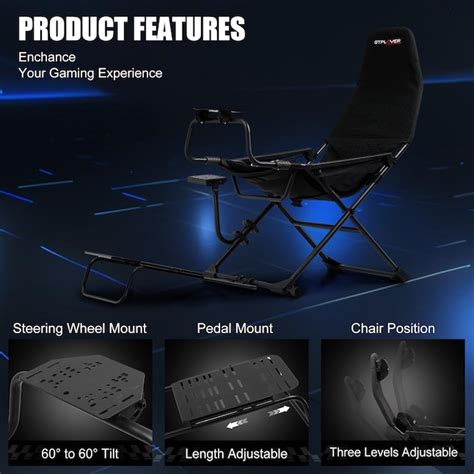 GTPLAYER Sim Racing Cockpit Foldable and Adjustable Supports All ...