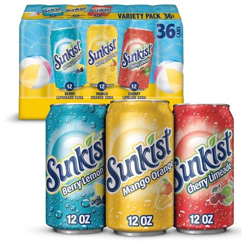 Sunkist Summer Variety Pack, 12 Fluid Ounce (Pack of 36) - Walmart.com