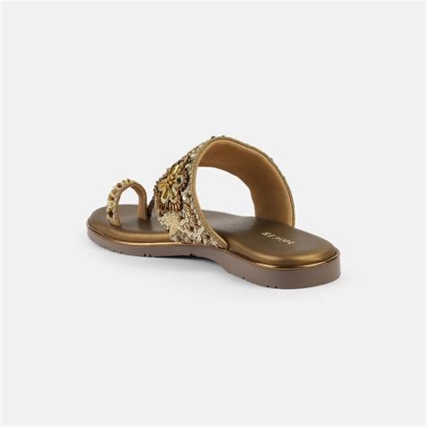 Buy Mochi Women Antic-gold Ethnic Slip Ons Online | SKU: 35-2374-28-36 ...