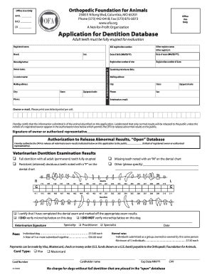 2007 Form OFA Application for Hip/Elbow Dysplasia Database - Blank ...