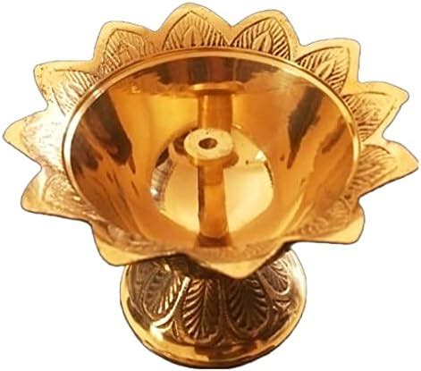 Buy PujaSamadhaan Brass Sun Flower Designer Diya Weight - 135gm Big ...