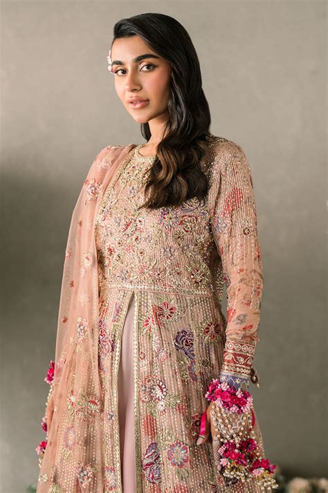 Mushq Mastani Sona: Peach Printed Chiffon Pakistani Wedding Suit ...