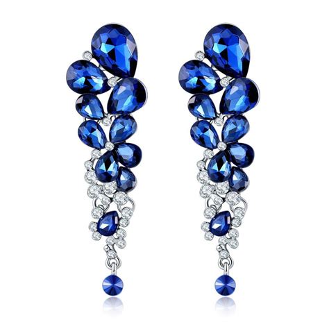 Yellow Chimes Danglers Earrings for Women Blue Crystal Earrings ...