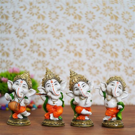 Dancing Ganesha Sculpture | Set of 4 Dancing Ganpati Online ...