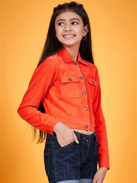 Shop Girls Corduroy Tailored Jacket (jk-orange) Online