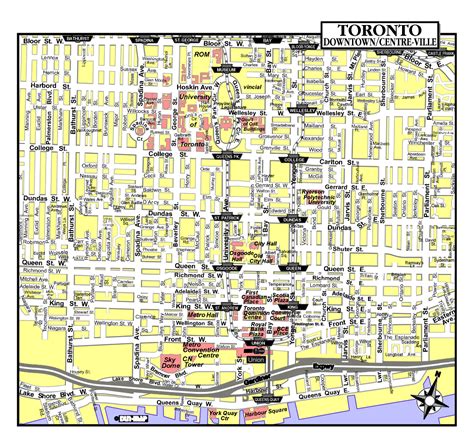 Large detailed tourist map of Toronto city downtown | Vidiani.com | Maps of all countries in one ...