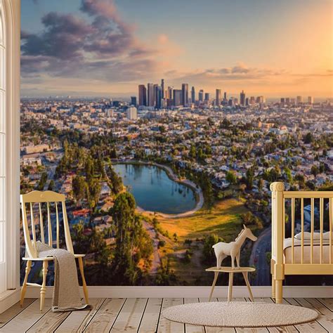 Latitude Run® Peel and Stick Wallpaper Wall Mural Downtown Los Angeles ...