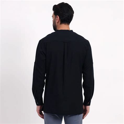 Black Airy Linen Short Kurtas for Men – Diruno Fashion