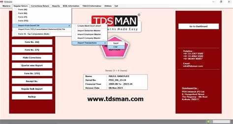Import from Excel/CSV - TDSMAN Ver. 14.1 - User Manual