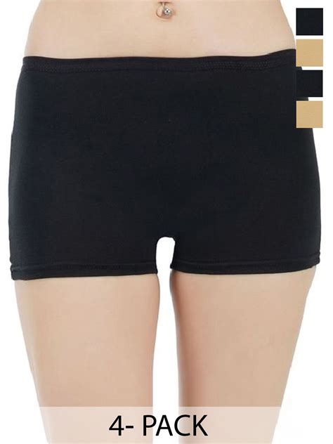 Buy ArLa APPAREL Women Pack Of 4 Seamless Pure Cotton Boy Shorts ...
