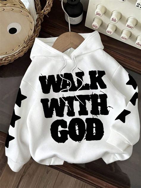 Slaydiva Casual Minimalist Printed Hooded Long Sleeve Loose Fit Thick ...