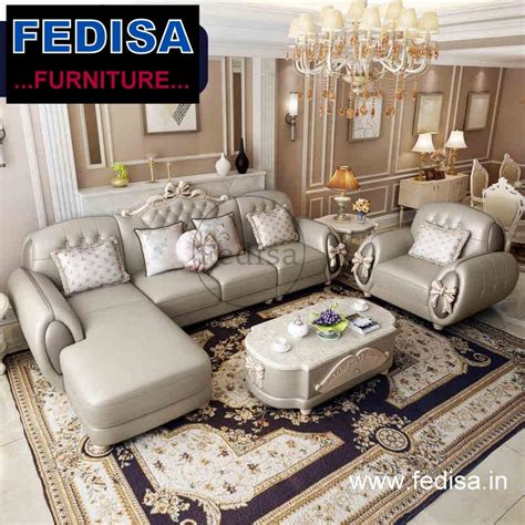 Classical Luxury l shape sofa, l shaped tan leather sofa office sofa set