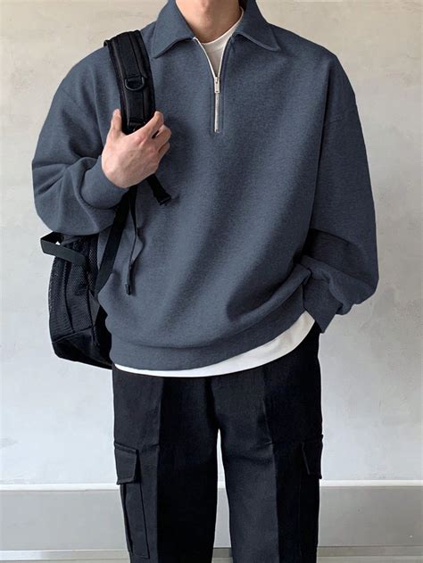 DAZY Homens Zipper Ombro Caído Moletom Sem Camiseta in 2025 | Guys ...