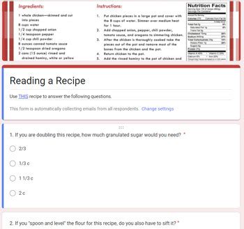 Image result for Action Form Recipe Example