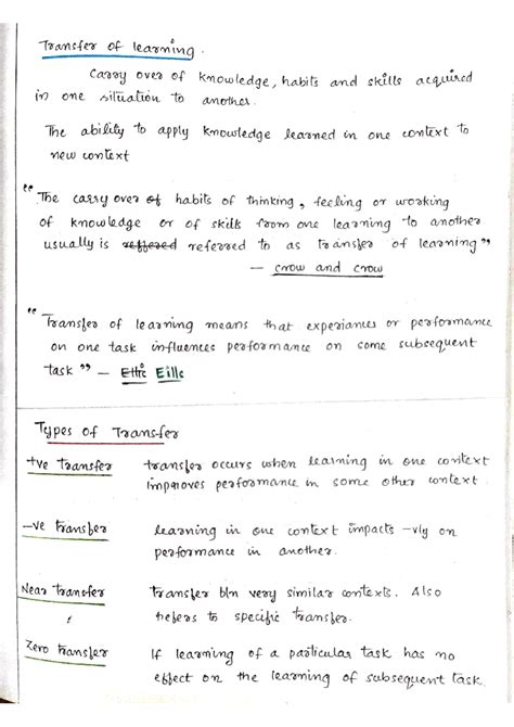 Transfer of learning - B.Ed - Studocu
