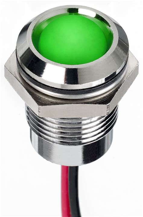 RS PRO | RS PRO Green Panel Mount Indicator, 12V dc, Lead Wire ...