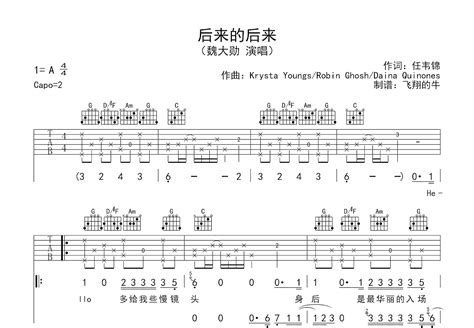 后来的后来吉他谱_魏大勋_G调弹唱91%单曲版 - 吉他世界