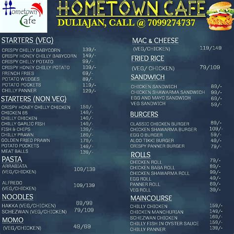 Menu at HOMETOWN CAFE DULIAJAN, Duliajan