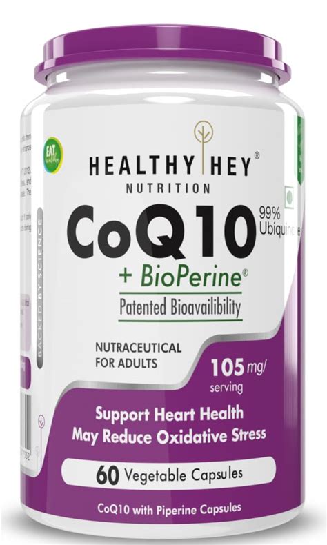 HealthyHey Nutrition CoQ10 105mg with Bioperine -Supports Heart Health ...