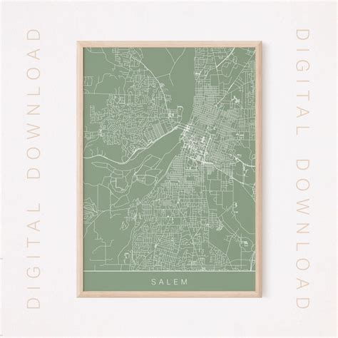 SALEM CITY MAP, Digital Download, Line Art City Map, Road Map of Salem ...