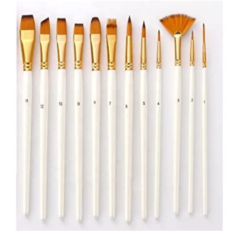 Twizzle Painting Brushes Set of 12 Round, Flat Mix Synthetic Hairs ...