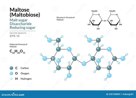 Maltose. Maltobiose Or Malt Sugar. Disaccharide. Structural Chemical ...