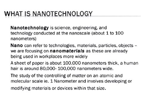 1st unit Nanotechnology - W HAT HNO GY Nanotechnology is science ...