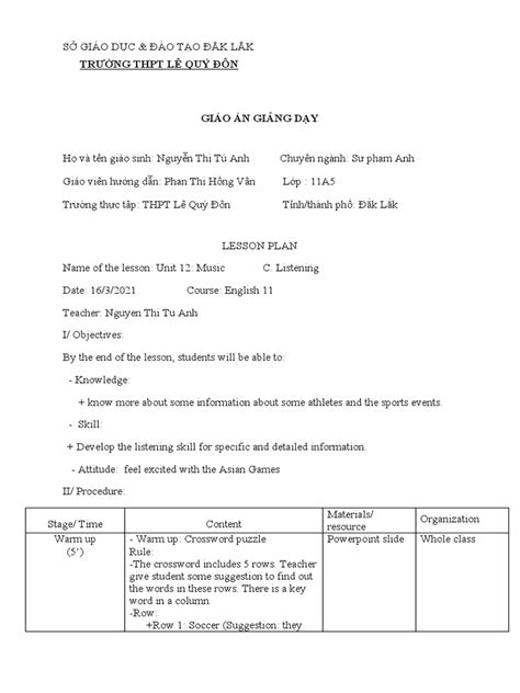 Image result for Language Learning Lesson Plan Example