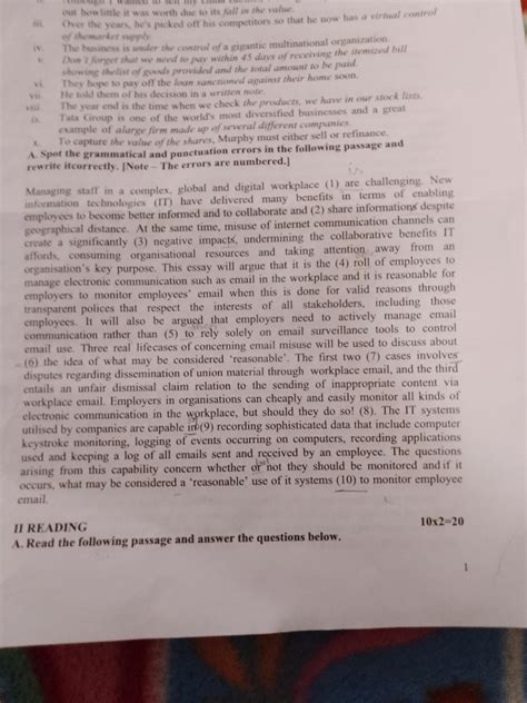 Spot the grammatical and punctuation error in the following passage and ...