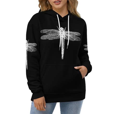Dragonfly Hooded Sweatshirt Men And Women Print Pullovers Sweatshirts ...