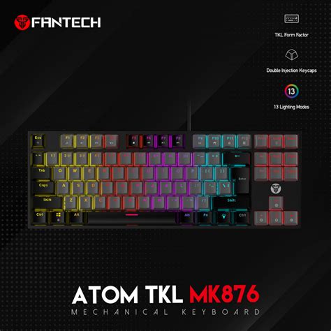 Tastatura Mehanicka Gaming Fantech MK876 RGB Atom TKL siva (Red switch ...