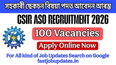 CSIR ASO Recruitment 2026: Notification Out for 100 Assistant Section ...