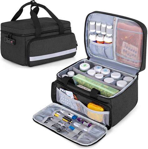 Amazon.com: CURMIO Pill Bottle Organizer Storage, Medication Lock Box ...