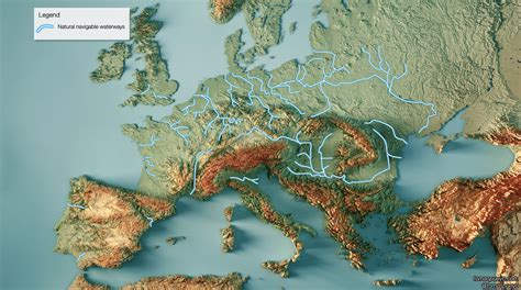 Europe Map With Rivers And Mountains
