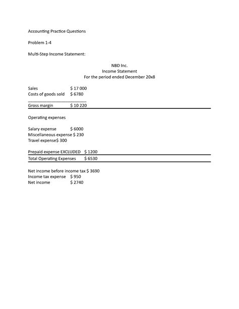 Accounting Practice Questions - 1 - Accounting Practice Questions ...