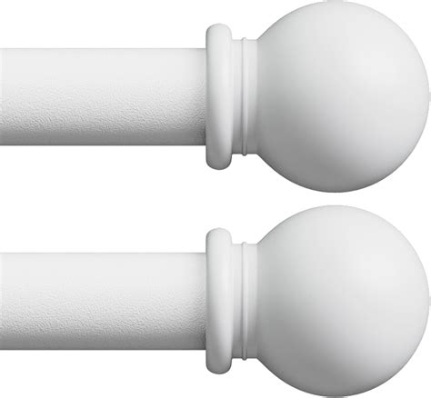 White Curtain rods for Windows 28 to 62 inch 2 Pack, Adjustable 5/8 ...