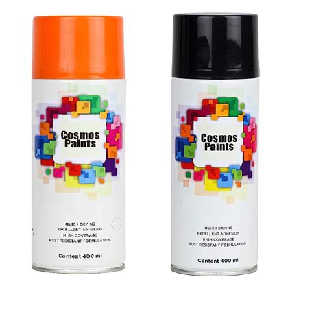 Cosmos Paints Hanuman Orange & Gloss Black Spray Paint - Combo Offer ...