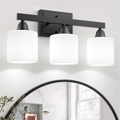 VOLISUN Matte Black Bathroom Light Fixtures, 3-Light Bathroom Vanity ...