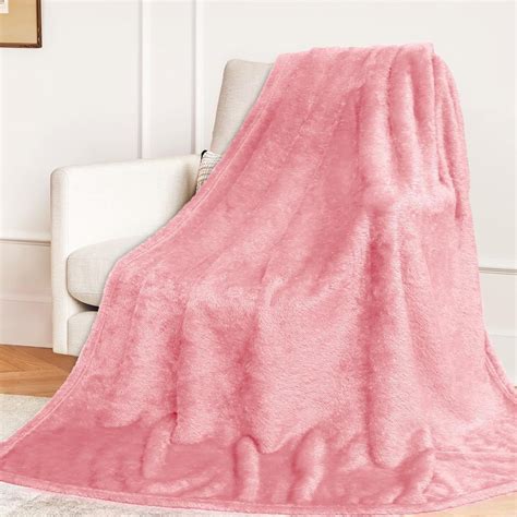 Amazon.com: MUGD Pink Throw Blanket for Bed - Light Pink Fleece Blanket ...