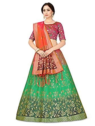 Buy MIMOSA Women's Semi-Stitched Art Silk Lehenga Choli with Dupatta ...