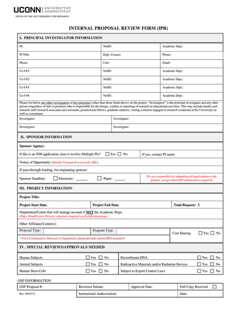 Fillable Online research uconn Internal proposal review form ipr ...