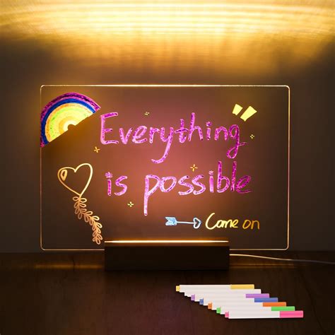 Amazon.com : Acrylic Dry Erase Board With Stand | Led Desk Whiteboard ...