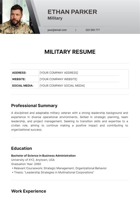 Free Military Resume Templates to Edit Online and Download