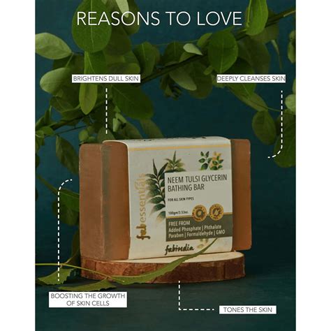 Buy FABESSENTIALS NEEM TULSI GLYCERIN BATHING BAR - 100 GM Online & Get ...