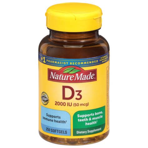 Nature Made Vitamin D3, 2000 IU (50 mcg), Softgels - Spring Market