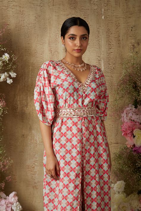 PINK BIG PRINT KAFTAAN SET – Ria Shah Label