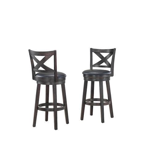 LG Light Gray Bar height Upholstered Swivel Wood Bar Stool Back in the ...