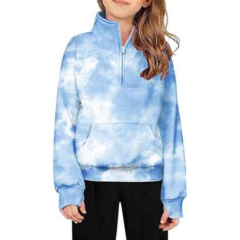 ShomPort Girls Quarter Zip Pullover Sweatshirts with Thumb Hole Comfy ...