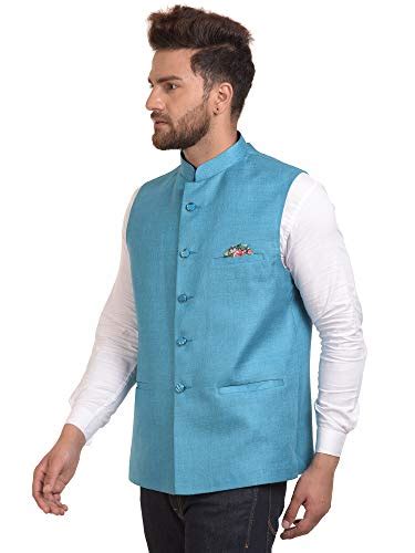 Buy BIS Creations Men's Light Blue Festive Nehru Jacket/Waistcoat at ...