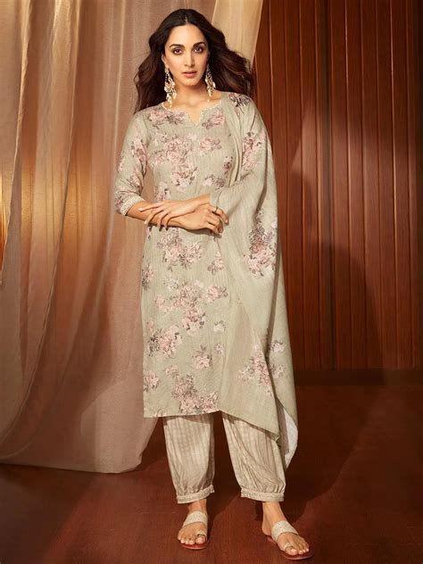 Buy Green Printed Cotton Straight Suit With Dupatta Online at Rs.1375 ...